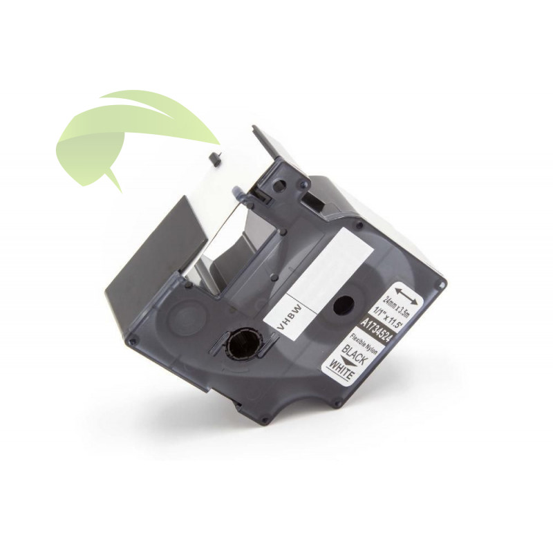 Kompatibilní páska pro Dymo Rhino 1734524, 24mm×3,5m černý tisk/bílý podklad, pružný nylon