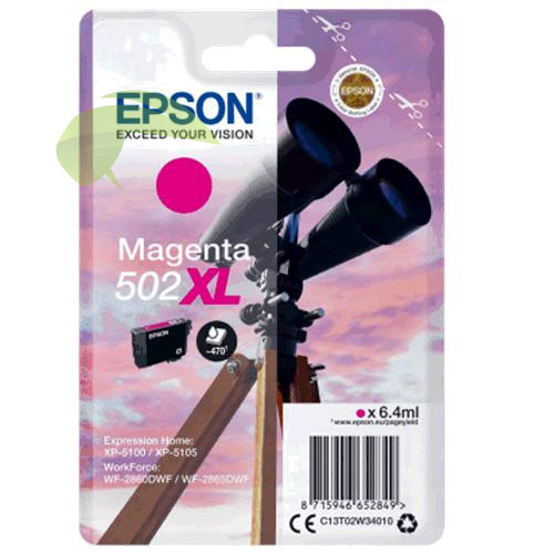 Epson 502XL, C13T02W34010 originální náplň magenta, WorkForce WF-2860/WF-2865/XP-5100/XP-5105