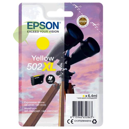 Epson 502XL, C13T02W44010 originální náplň žlutá, WorkForce WF-2860/WF-2865/XP-5100/XP-5105