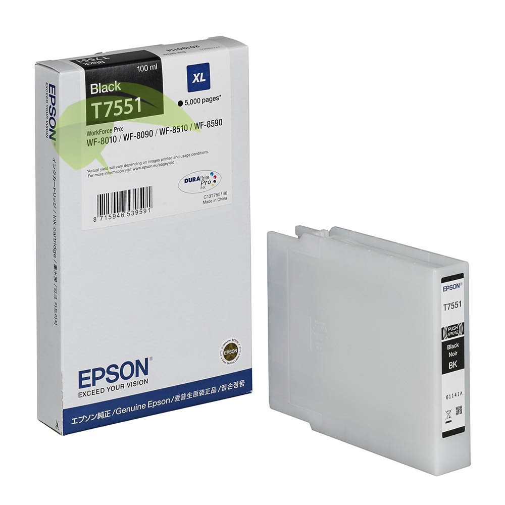 Epson T7551 (XL) originální náplň černá, WorkForce Pro WF-8010/8090/8590