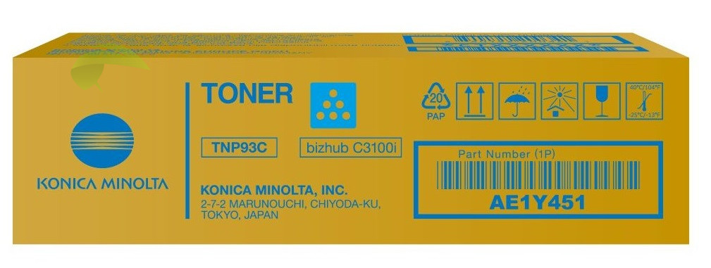 Konica Minolta TNP93C, TNP-93C, AE1Y451 originální cyan toner, bizhub C3100i