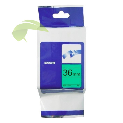 Kompatibilní páska pro Brother TZe-761, 36mm x 8m, černý tisk / zelený podklad