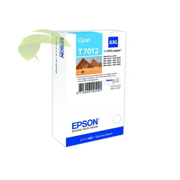 Epson T7012 cyan originální, WorkForce Pro WP-4015/4095/4515/4525/4595